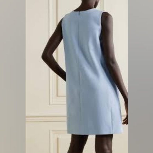 *$2,790 NEW OSCAR DE LA RENTA FLOWER EMBROID LIGHT BLUE WOOL DRESS US XL 16 - Picture 7 of 16